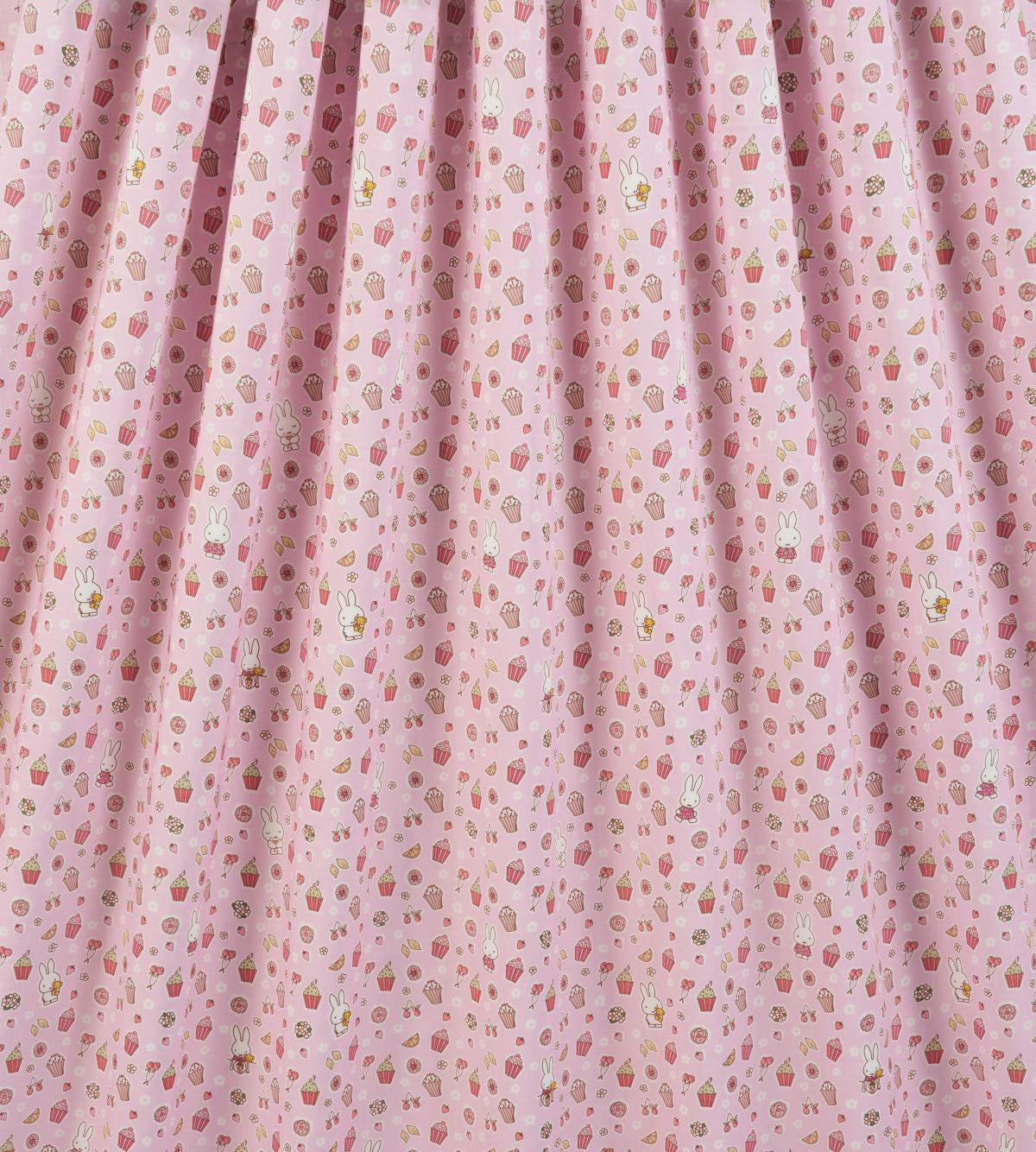 Liberty x Miffy A Sweet Birthday Tana Lawn in soft pink, further view of the fabric