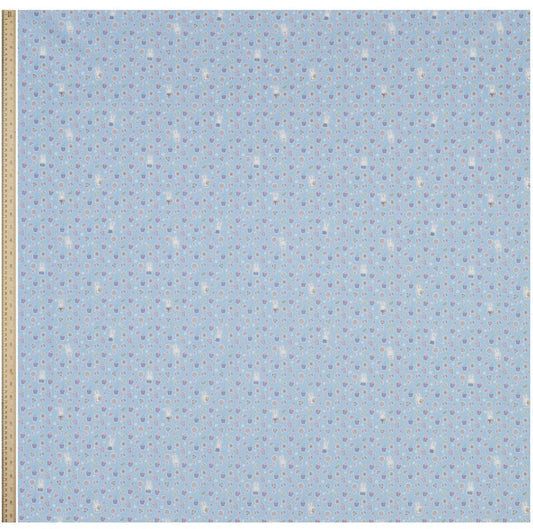 Full width of Liberty x Miffy A Sweet Birthday Tana Lawn in pale sky blue, showing the complete print repeat