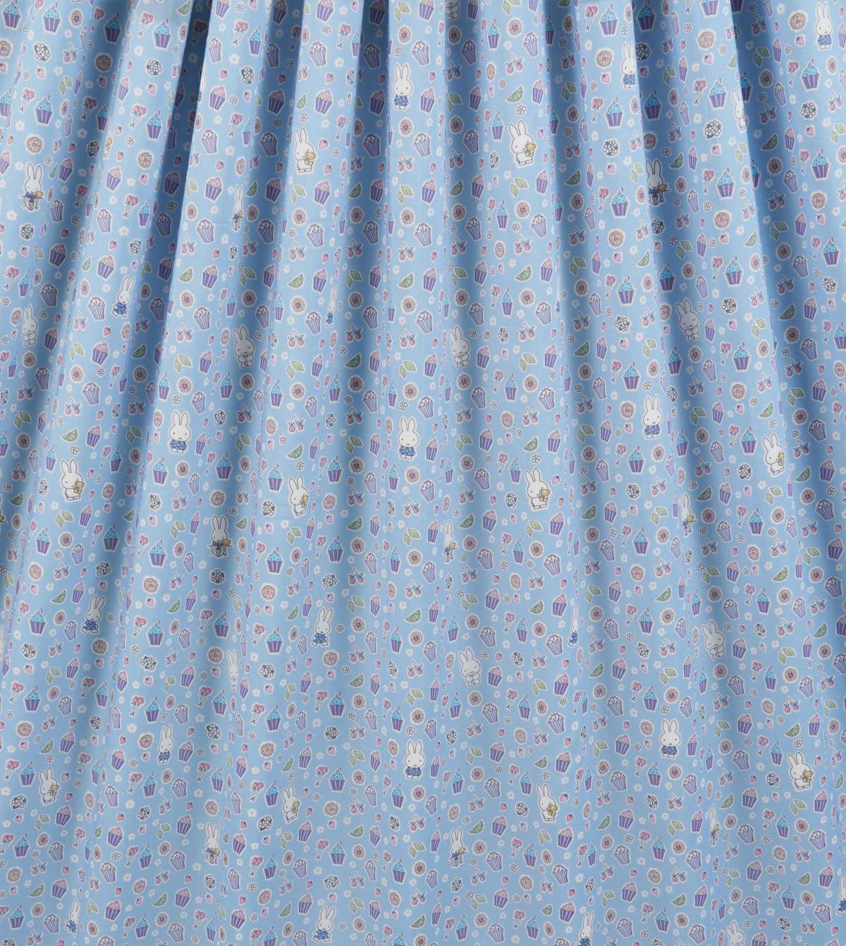 Liberty x Miffy A Sweet Birthday Tana Lawn in pale sky blue, further view of the fabric