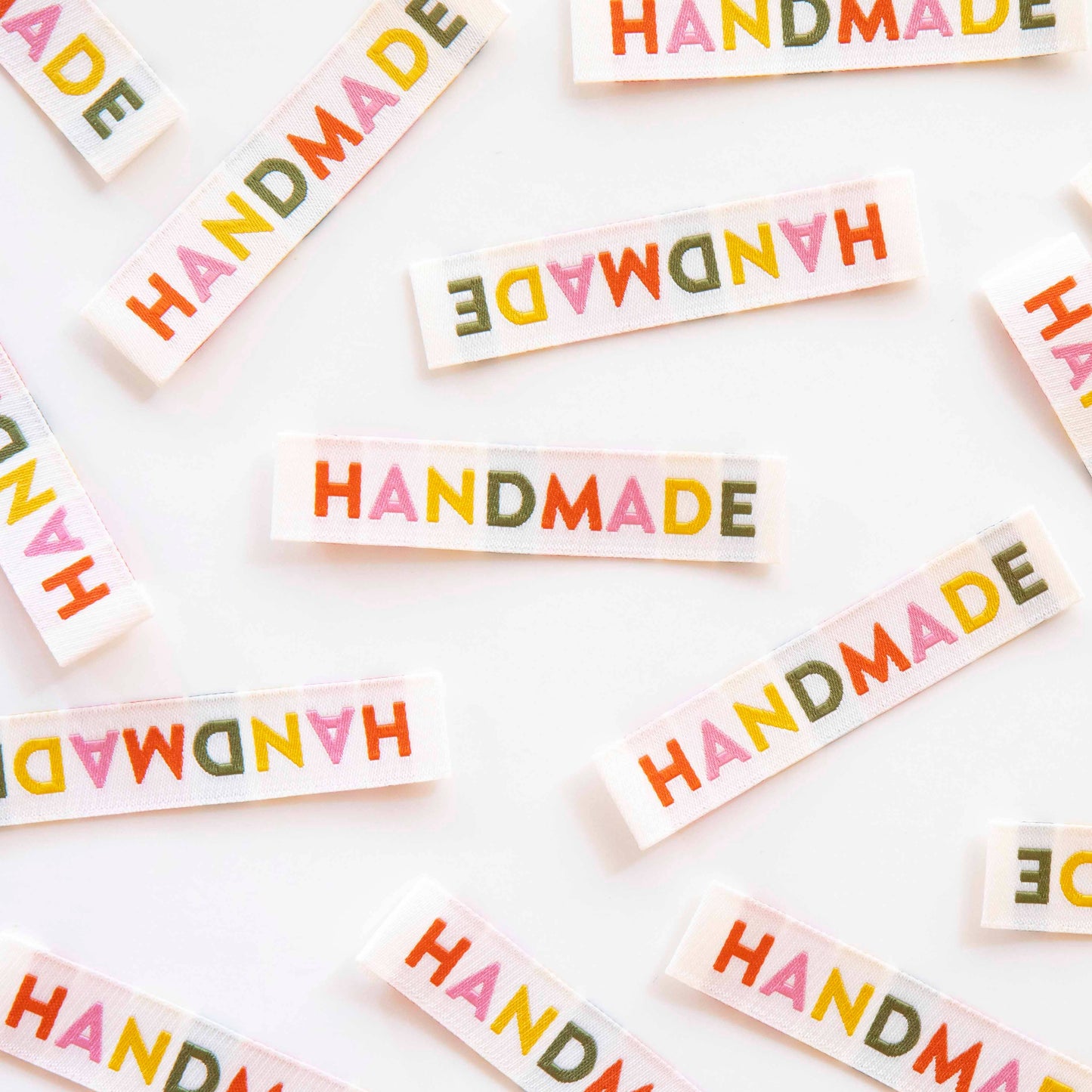 Handmade (Muted Colours) Woven Sew-In Labels by Sarah Hearts (8pk)