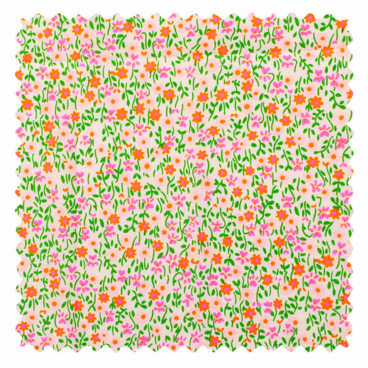 Petit Pan Flower Power Cotton Coupon, Pink (50 x 70cm)