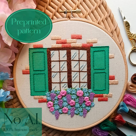 Window Flowers – Preprinted Embroidery Pattern Panel