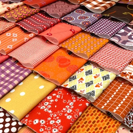 Gathered Lollies Hazel quarter metre bundle by Jen Kingwell for Moda – all eight Lollies in the warm Hazel colourway, each cut 25cm by the full width of fabric