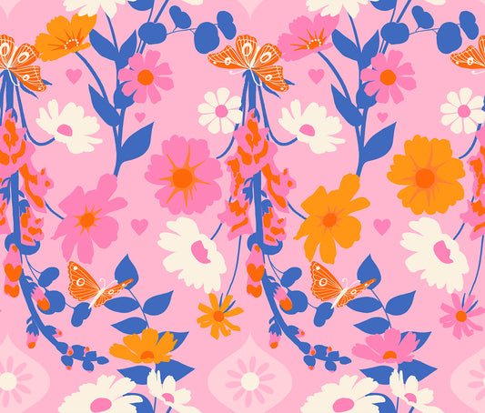 Pink floral fabric with foxgloves – Best Day Ever by Melody Miller Ruby Star Society