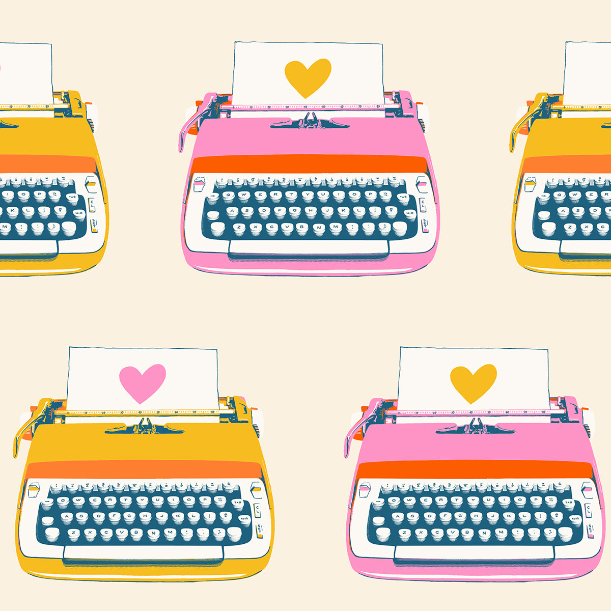 Cream fabric with vintage typewriters – Best Day Ever by Melody Miller Ruby Star Society