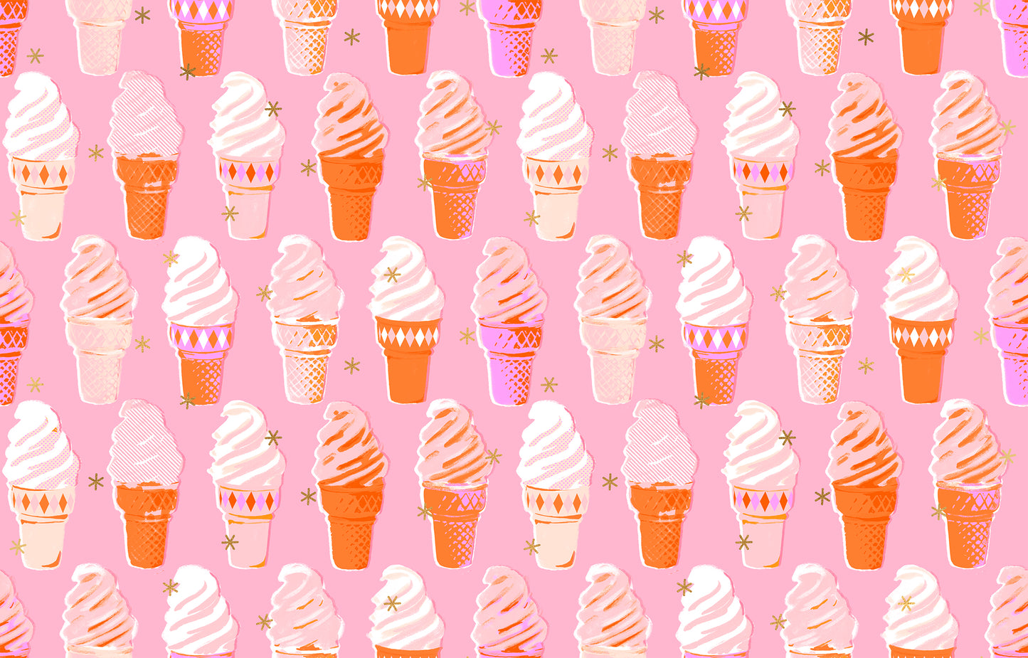 Pink fabric with metallic ice cream cones – Best Day Ever by Melody Miller Ruby Star Society