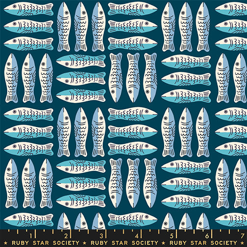 1-800-Calico Little Sardines Galaxy by Alexia Marcelle Abegg for Ruby Star Society with ruler