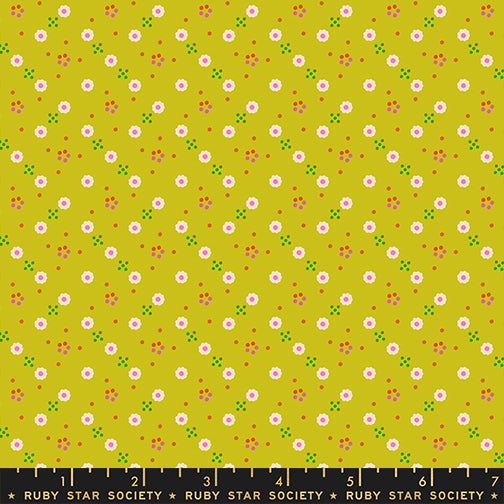 1-800-Calico Bandana Pistachio by Alexia Marcelle Abegg for Ruby Star Society with ruler