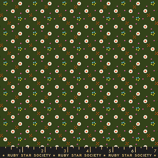 1-800-Calico Bandana Mossy by Alexia Marcelle Abegg for Ruby Star Society with ruler