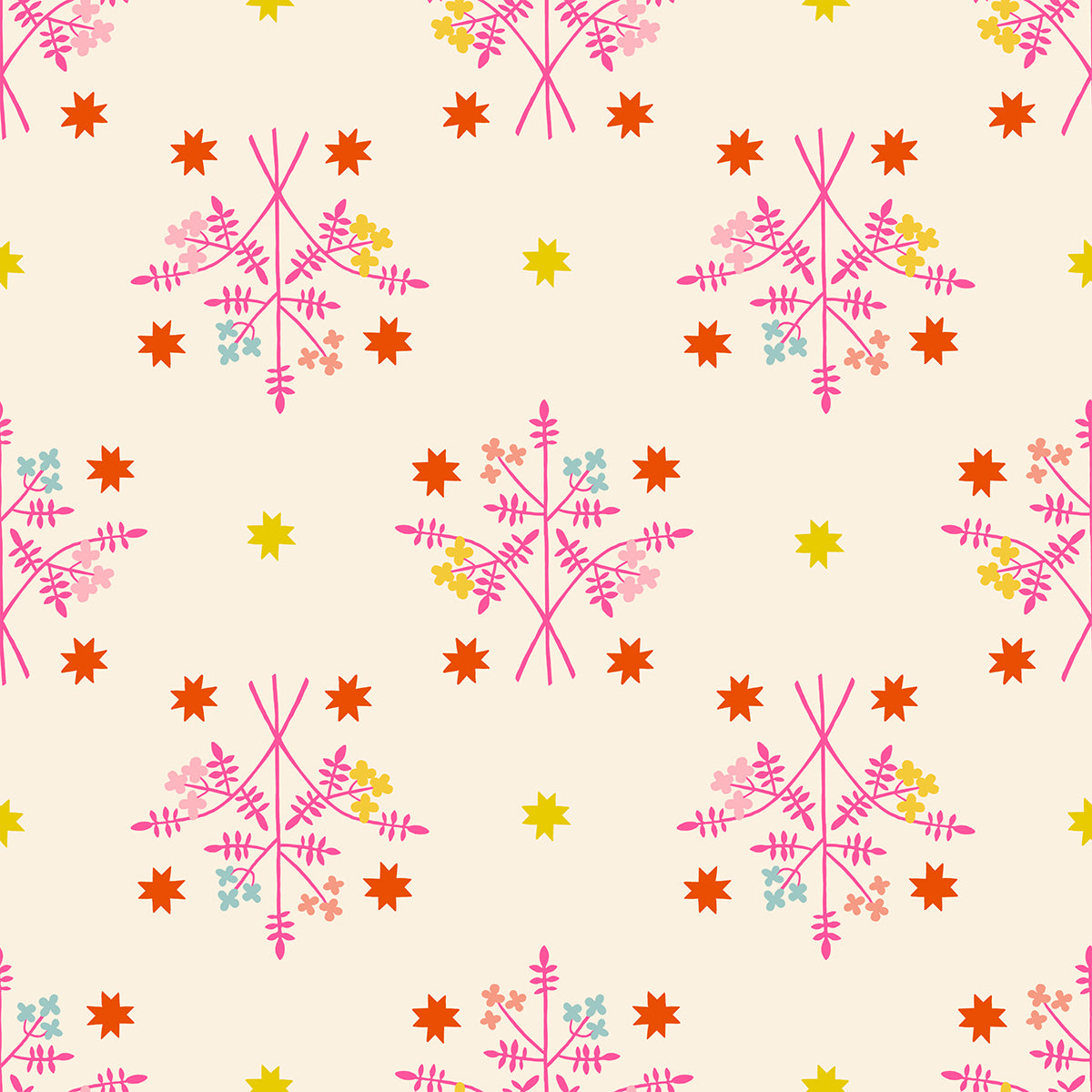 1-800-Calico Bouquet Neon Pink by Alexia Marcelle Abegg for Ruby Star Society