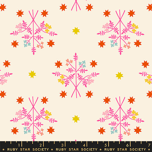 1-800-Calico Bouquet Neon Pink by Alexia Marcelle Abegg for Ruby Star Society with ruler