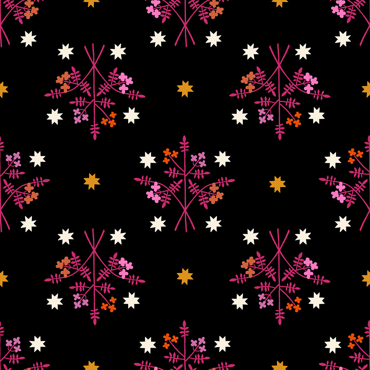 1-800-Calico Bouquet Black by Alexia Marcelle Abegg for Ruby Star Society