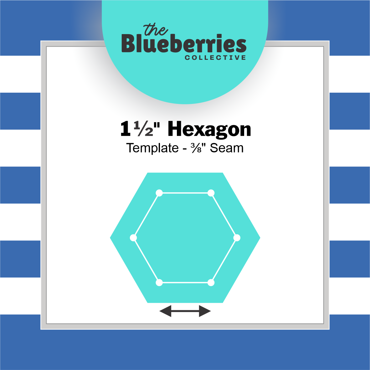 1.5" Hexagon Template - 3/8" Seam
