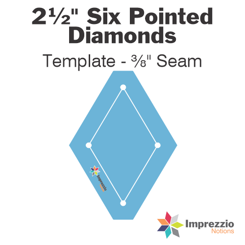 2.5" Six Pointed Diamond Template - 3/8" Seam