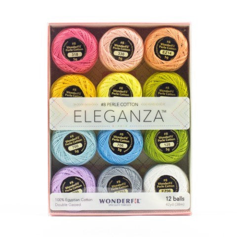 Eleganza #8wt Perle Cotton Ball Colour Set - Pastels (12 x 5g)