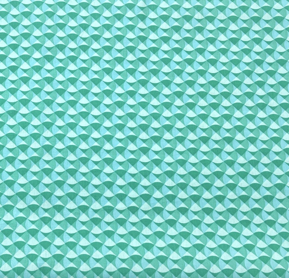 Petit Pan Breizh Wave Cotton Coupon, Green (50 x 70cm)