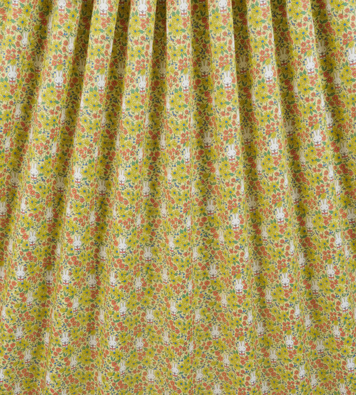 Liberty x Miffy Prairie Day Tana Lawn in butter yellow, further view of the fabric