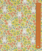 Liberty x Miffy Prairie Day Tana Lawn in butter yellow, with daisies and poppies, shown with a ruler for scale