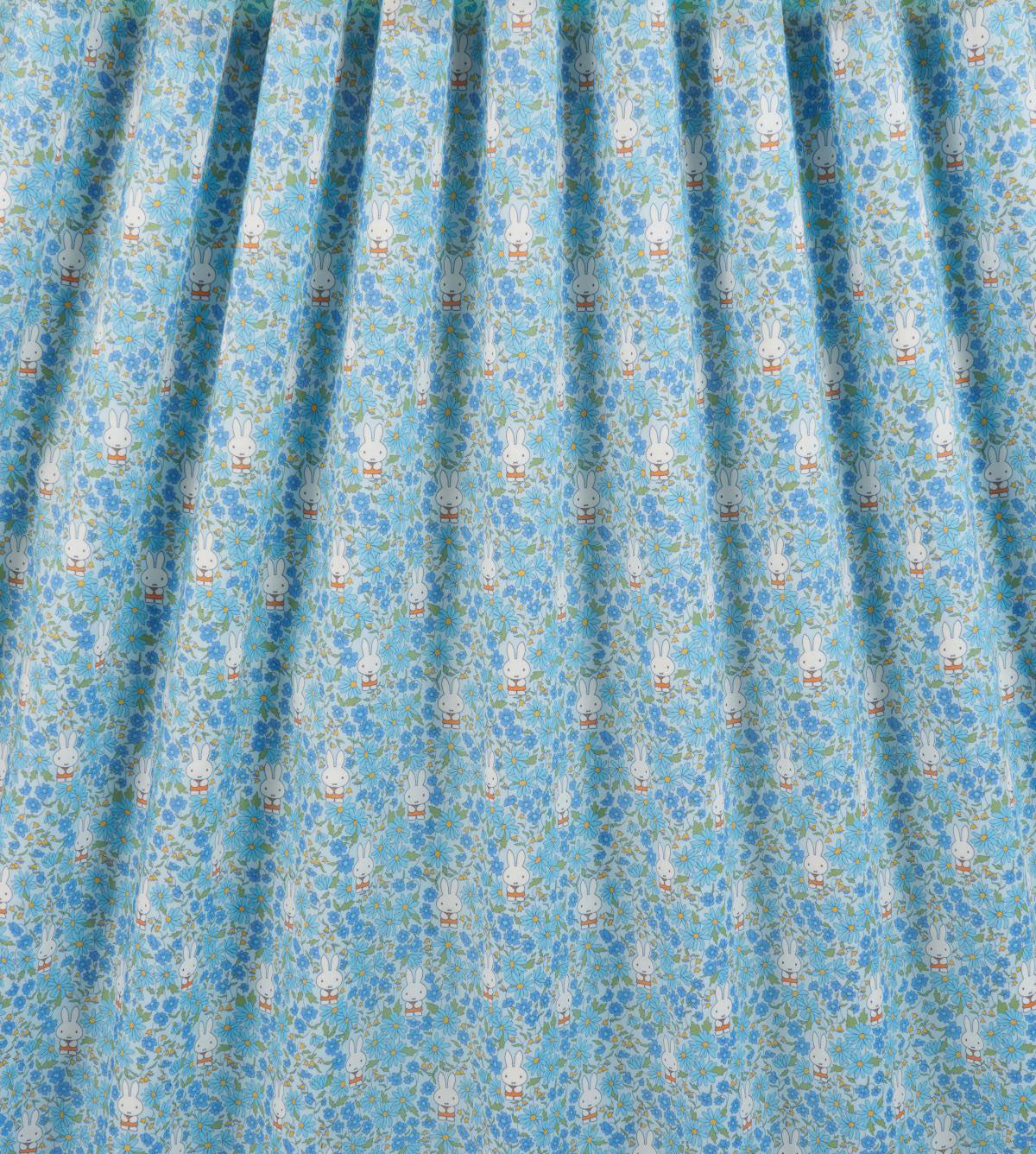 Liberty x Miffy Prairie Day Tana Lawn in pale sky blue, further view of the fabric