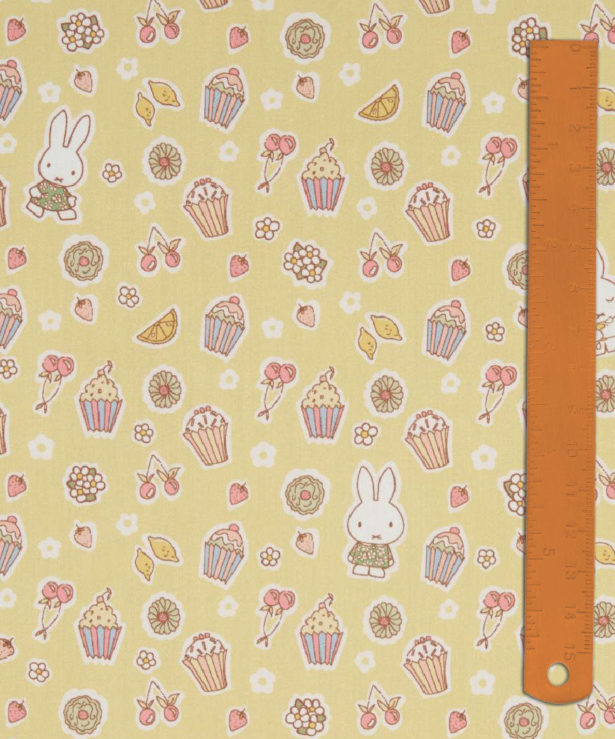 Liberty x Miffy A Sweet Birthday in Butter, one of four colourways in the fat sixteenth bundle