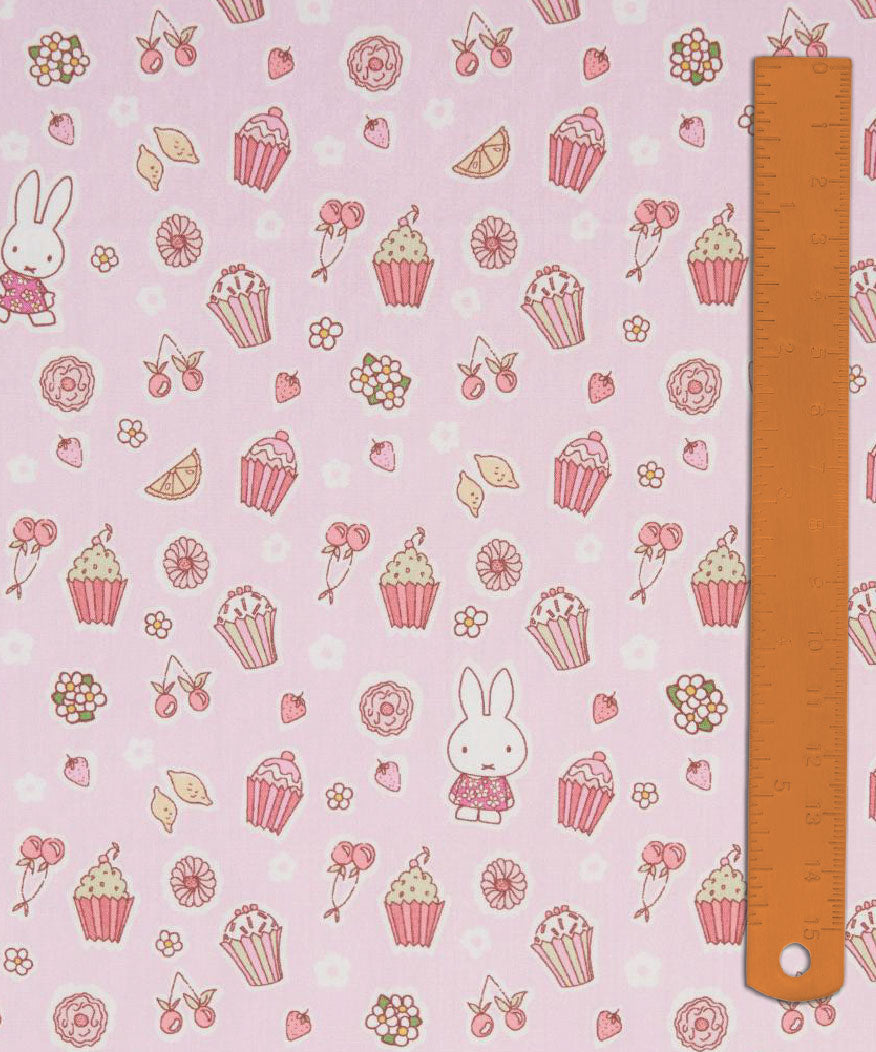 Liberty x Miffy A Sweet Birthday in Pink, one of four colourways in the fat sixteenth bundle