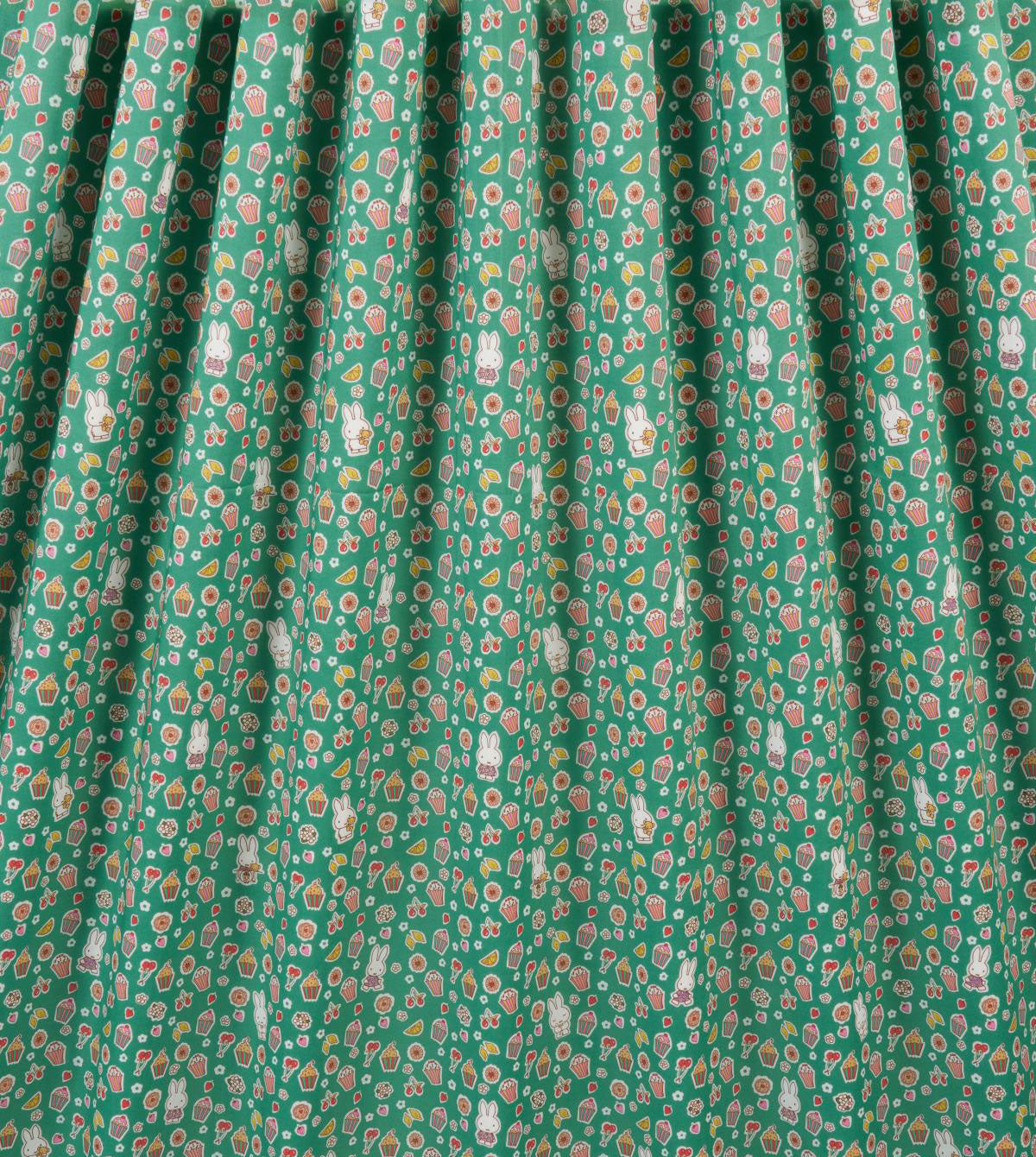 Liberty x Miffy A Sweet Birthday Tana Lawn in rich green, further view of the fabric