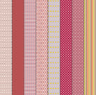 Gathered Lollies Six in Trentham by Jen Kingwell for Moda – eight designs across the width of fabric in pink, lilac, red and yellow (18295 12)
