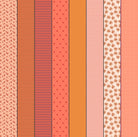 Gathered Lollies Seven in Hazel by Jen Kingwell for Moda – eight designs across the width of fabric in coral, salmon and orange (18296 11)