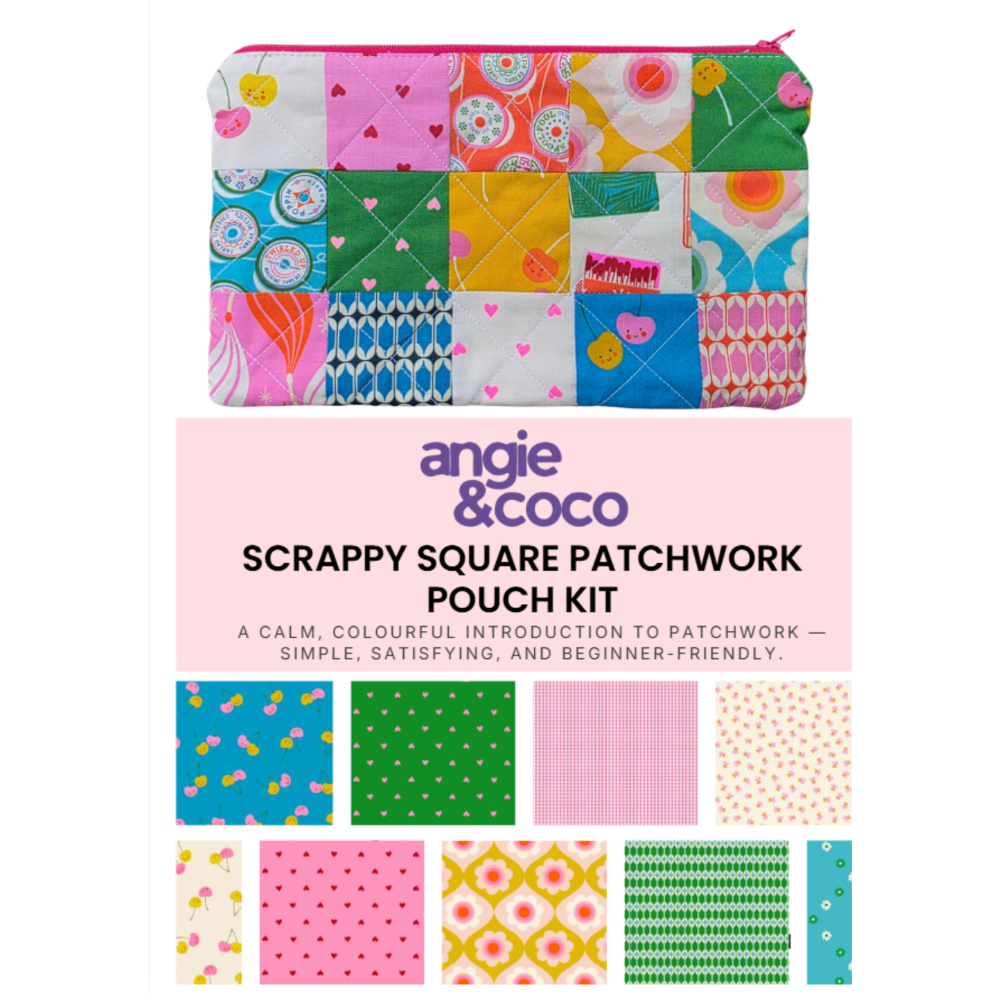 Scrappy Square Patchwork Pouch Kit