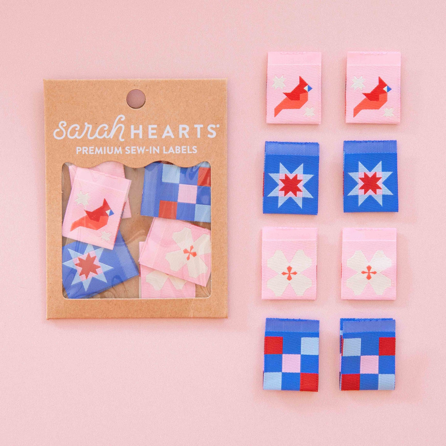 Quilt Block Multipack Woven Labels Sew-In Labels by Sarah Hearts (8pk)