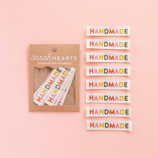 Handmade (Muted Colours) Woven Sew-In Labels by Sarah Hearts (8pk)