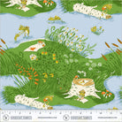 Heather Ross Favorites Frog Pond in Medium Blue by Heather Ross for Windham Fabrics – shown with a ruler for scale (37022D-10)