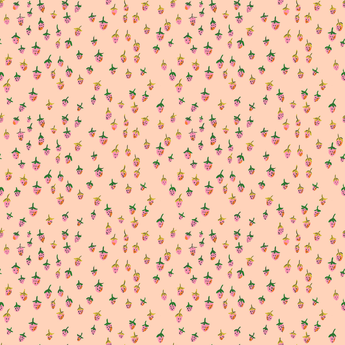 Heather Ross Favorites Field Strawberries in Blush by Heather Ross for Windham Fabrics – strawberry plants with leaves and runners on soft blush (50899D-2)