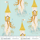 Heather Ross Favorites Rapunzel in Aqua by Heather Ross for Windham Fabrics – shown with a ruler for scale (51197D-2)