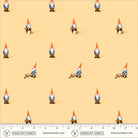 Heather Ross Favorites Gnomes in Yellow by Heather Ross for Windham Fabrics – shown with a ruler for scale (54324D-2)