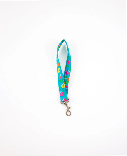 Petit Pan Wristlet Keychain, Petunia Cyan