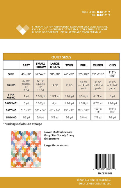 Star Pop Quilt Pattern – by Emily Dennis of Quilty Love