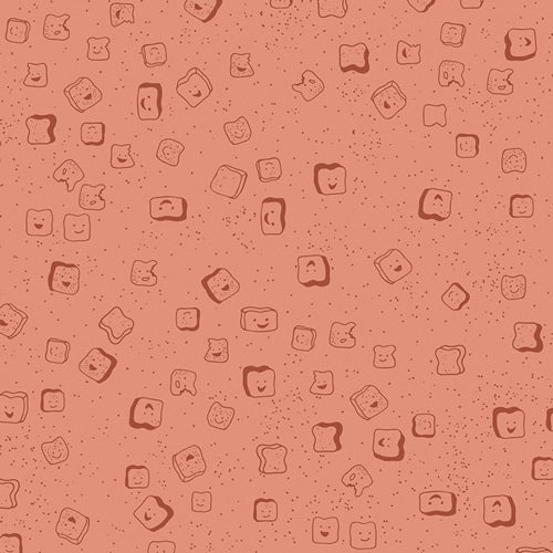 Cinnamon Toast Cinnamon Toast quilting cotton – smiling slices of toast on a warm terracotta ground – by Dana Willard for Art Gallery Fabrics