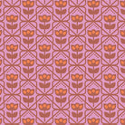 Cinnamon Toast Mod Wall quilting cotton – retro tulips in a linked lattice on a soft pink ground – by Dana Willard for Art Gallery Fabrics