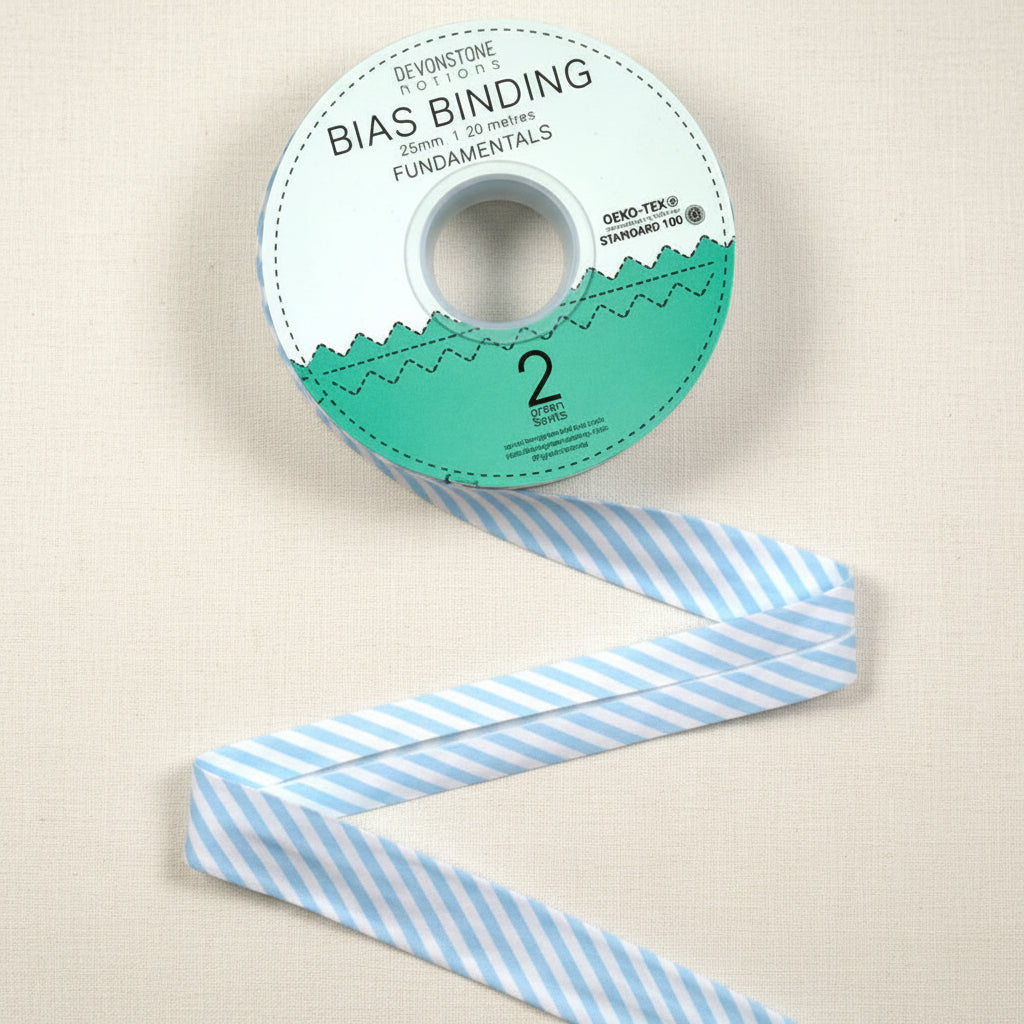25mm Cotton Bias Binding – 1/8 Stripe – Partly Cloudy – Devonstone (DVBB2855)