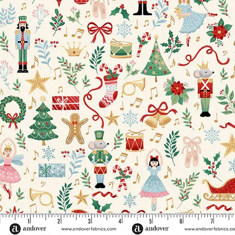 The Nutcracker Fairytale Cream fabric by Makower 223Q