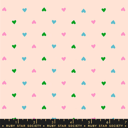 Peach fabric with scattered hearts – Best Day Ever by Melody Miller Ruby Star Society