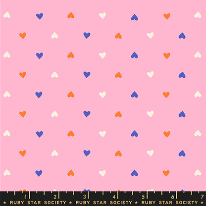 Pink fabric with scattered hearts – Best Day Ever by Melody Miller Ruby Star Society