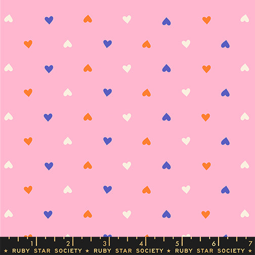 Pink fabric with scattered hearts – Best Day Ever by Melody Miller Ruby Star Society