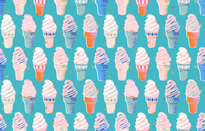 Turquoise fabric with metallic ice cream cones – Best Day Ever by Melody Miller Ruby Star Society