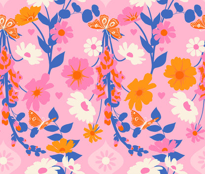 Pink floral fabric with foxgloves – Best Day Ever by Melody Miller Ruby Star Society