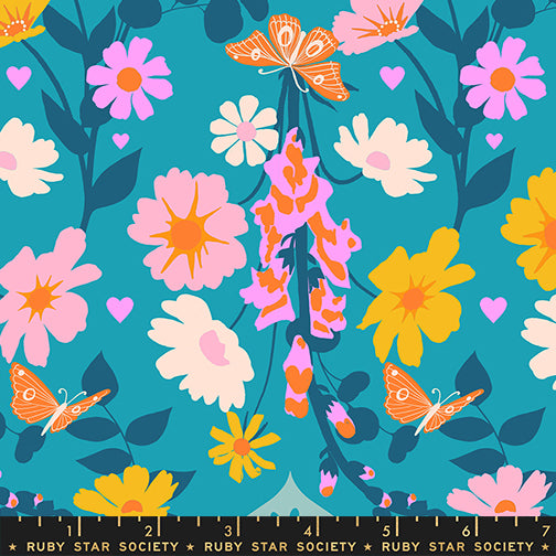 Blue floral fabric with foxgloves – Best Day Ever by Melody Miller Ruby Star Society