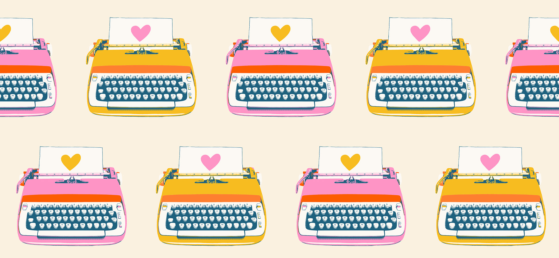 Cream fabric with vintage typewriters – Best Day Ever by Melody Miller Ruby Star Society