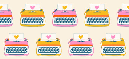 Cream fabric with vintage typewriters – Best Day Ever by Melody Miller Ruby Star Society