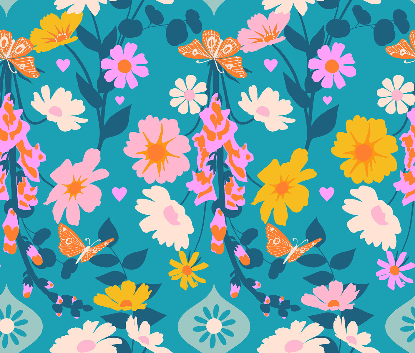 Blue floral fabric with foxgloves – Best Day Ever by Melody Miller Ruby Star Society